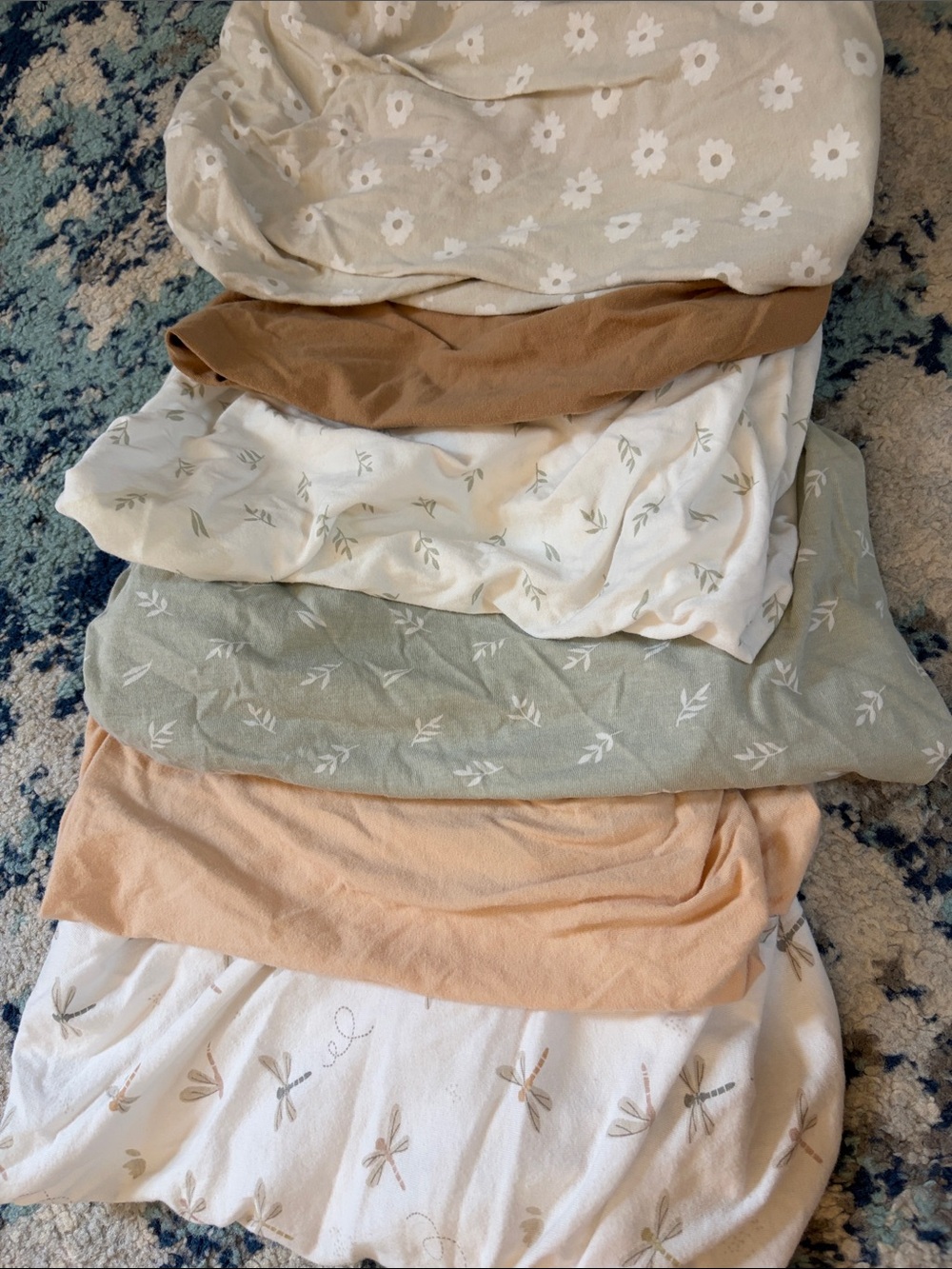 Bassinet Sheet Set - Neutral Floral & Leaf Prints in Beige, Sage, Peach